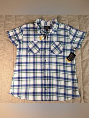 NWT Noble Outfitters Shirt Women's L Plaid Short Sleeve Western Full Flex